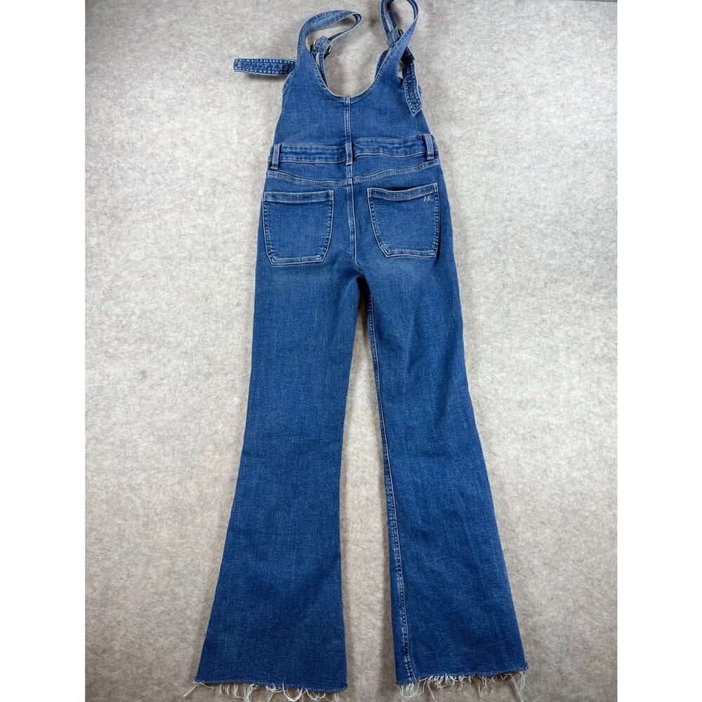 American Eagle Stretch Flare Overalls Raw Hem Adjustable Straps Size 2 Regular - Picture 5 of 14